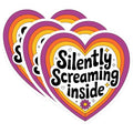 (3 Pack) Silently Screaming Inside Decals - Retro Heart Decal - Funny Laptop Stickers - 3 Inches On Longest Side - Easy Peel & Apply - Made in USA - 3MCS4368