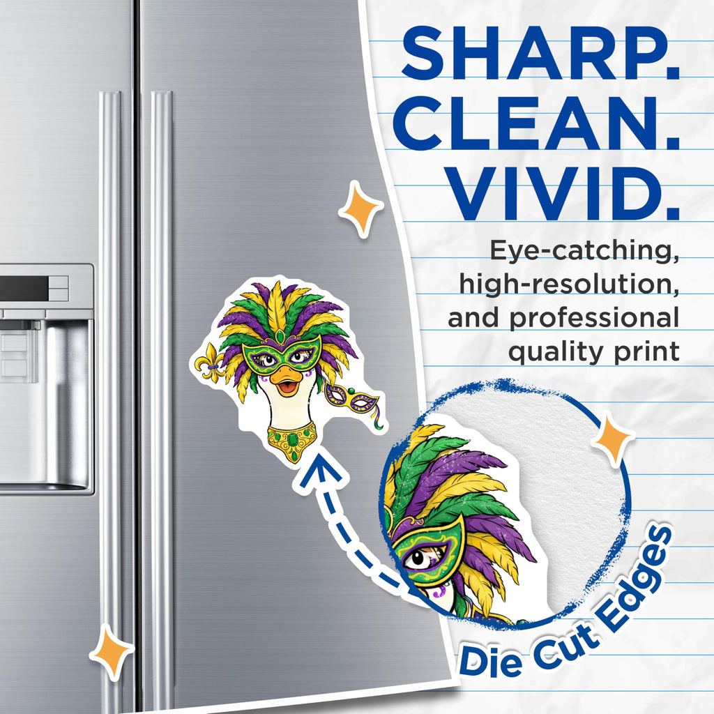 (2 Pack) Mardi Gras Goose Magnets - Masquerade Duck - Party Decoration Refrigerator Magnet - 5" On Longest Side - Premium Magnet - for Cars, Refrigerators, Toolboxes, Lockers - Made in USA - MAG16885