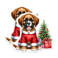 (2 Pack) Christmas Puppy Magnets - Santa Dog Holiday Decor - Cute Animal Refrigerator Magnets - 5 Inches On Longest Side - Thick Durable Magnet - Made in USA - MAG28325