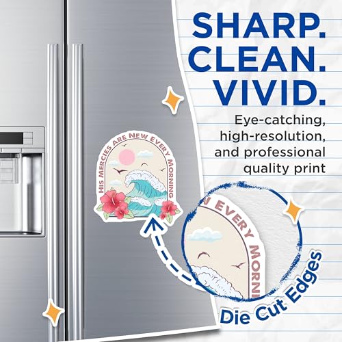 (2 Pack) His Mercies are New Every Morning Magnets - Inspirational Ocean Scene - Floral Wave Design - 5" On Longest Side - for Cars, Fridges, Toolboxes - Made in USA - MAG4084