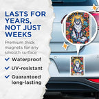 (2 Pack) Cat Magnets - Celestial Cat Design - Colorful Cat Magnets - Ative Fridge Magnets - Cat Lovers Gift - 5" On Longest Side - for Cars, Fridges, Toolboxes - Made in USA - MAG4448