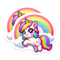 (2 Pack) Adorable Unicorn Magnets - Vibrant Rainbow Fantasy Creature - Whimsical Magical Animal Refrigerator Decor - 5 Inches On Longest Side - Thick Durable Magnet - Made in USA - MAG22690