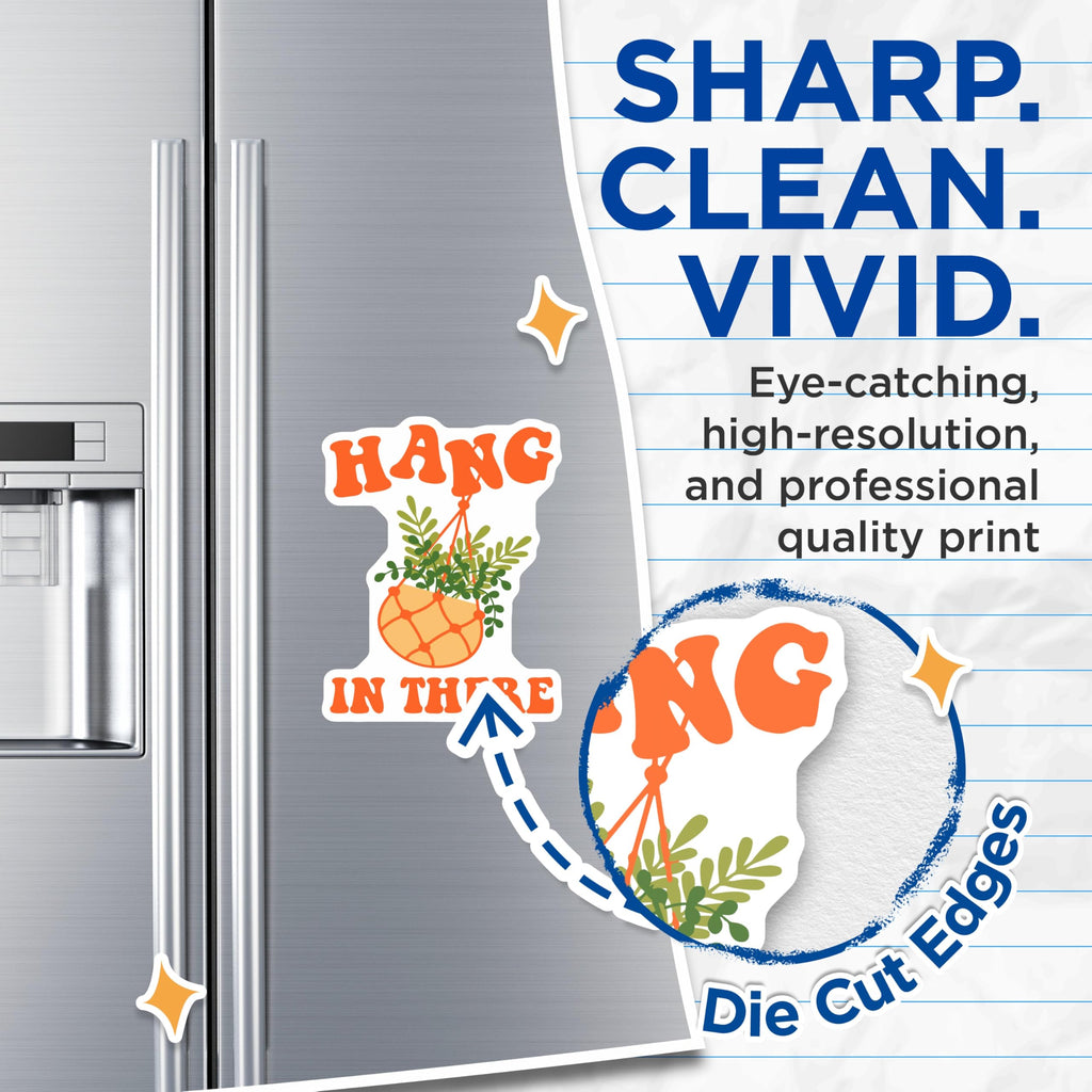 (2 Pack) Hang in There Magnets - Retro Plant Vibes - Encouragement Magnets - 5" On Longest Side - Premium Magnet - for Cars, Refrigerators, Toolboxes, Lockers - Made in USA - MAG17744