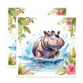 (2 Pack) Hippo Water Splash Stickers - Cute Hippo Art - Waterproof Animal Decor - 5" On Longest Side - Sticks to Smooth Flat Surfaces - Made in USA - BMCS8700 - Fun Laptop Accessories