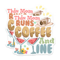(2 Pack) Mom Runs On Coffee Wine Magnets - Funny Mom Life - Retro Mom Aesthetic - Mothers Day Magnet - 5 Inches On Longest Side - Thick Durable Magnet - Made in USA - MAG38917