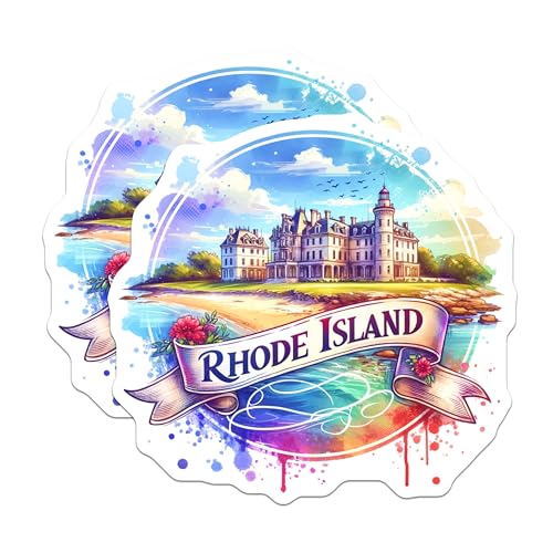 (2 Pack) Rhode Island Stickers - Island Landmark Decal - State Pride Travel Stickers - 5" On Longest Side - Sticks to Smooth Flat Surfaces - Made in USA - BMCS6800