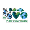 (2 Pack) Peace Love Earth Stickers - Eco Friendly - Planet Design - 5" On Longest Side - Sticks to Smooth Flat Surfaces - Made in USA - BMCS8438 - Environmental Awareness