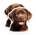 (2 Pack) Chocolate Lab Puppy Magnets - Happy Dog Decor - Labrador Retriever Lover Present Idea - 5 Inches On Longest Side - Thick Durable Magnet - Made in USA - MAG28345