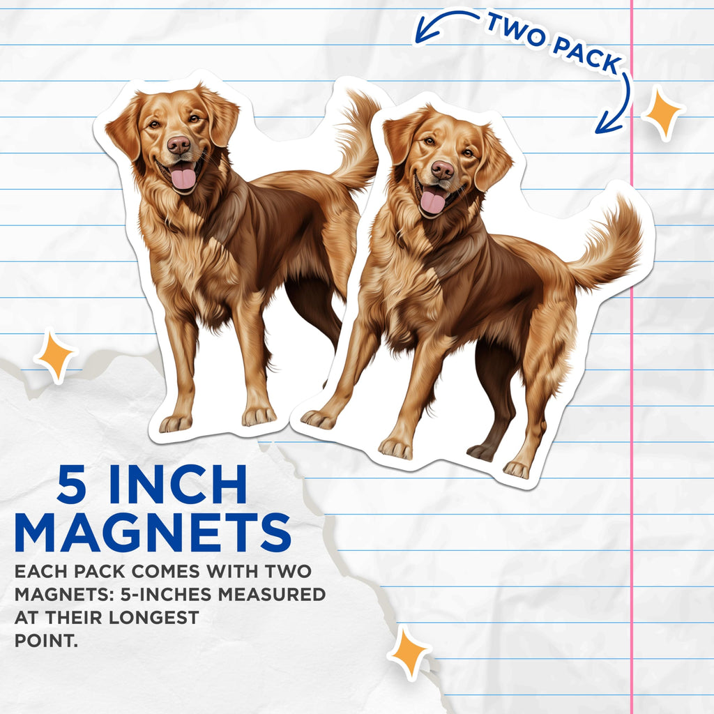 (2 Pack) Golden Retriever Magnets - Dog Lover Decor - Pet Parent Accessories - Animal Fridge Decor - 5 Inches On Longest Side - Thick Durable Magnet - Made in USA - MAG26668