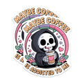 (2 Pack) Adorable Grim Reaper Coffee Magnets - Funny Caffeine Addict Skeleton - Spooky Kawaii Kitchen Locker Fridge Decor - 5 Inches On Longest Side - Thick Durable Magnet - Made in USA - MAG21125