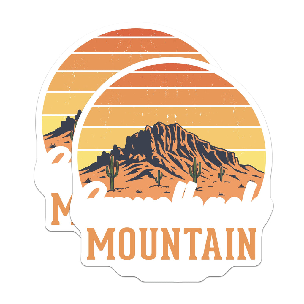 (2 Pack) Superstition Mountain Magnets - Arizona Desert Art - Retro Sunset Magnets - 5" On Longest Side - Premium Magnet - for Cars, Refrigerators, Toolboxes, Lockers - Made in USA - MAG18269
