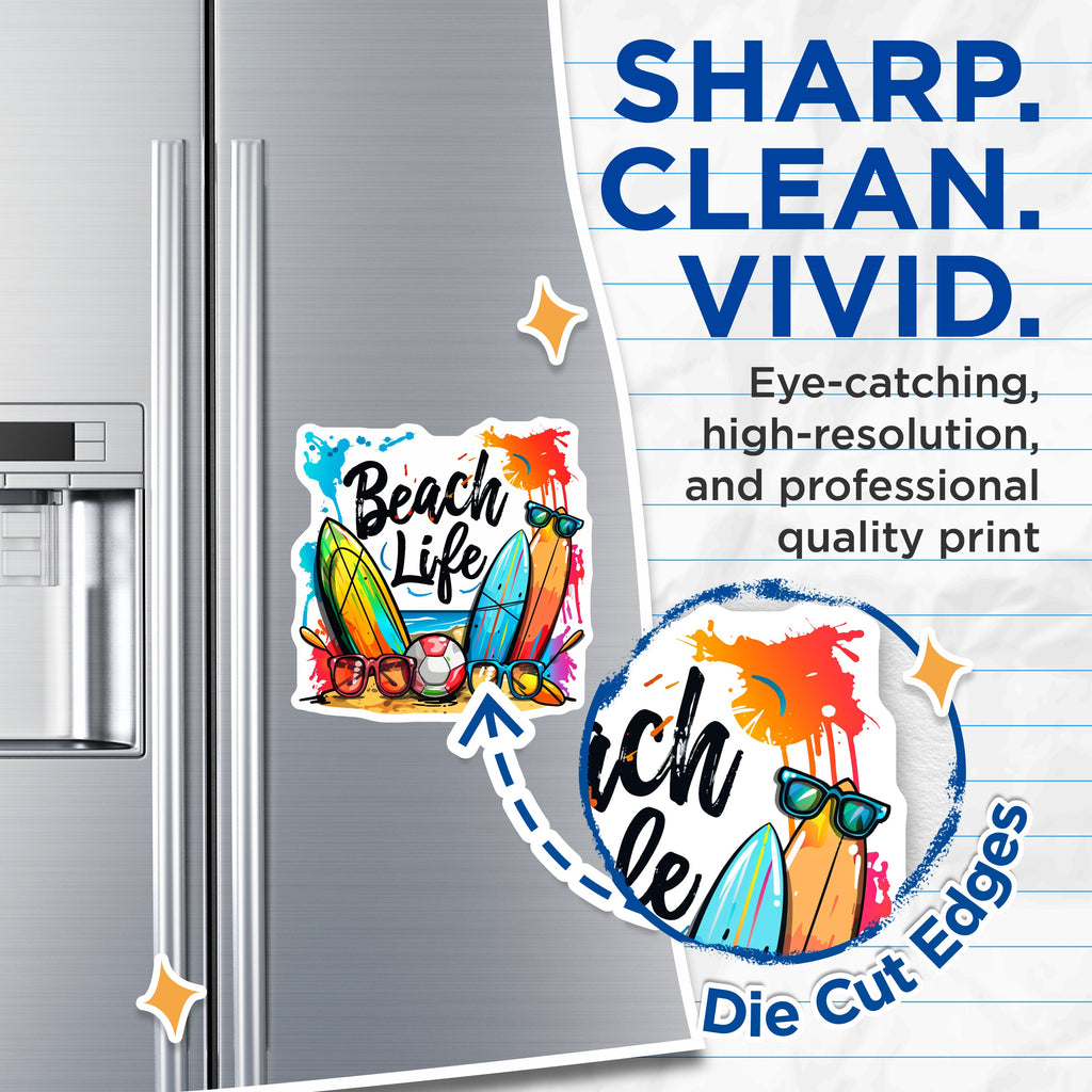 (2 Pack) Beach Life Magnets - Summer Vibes Decor - Ocean Lover Art - Surfboard Vacation Souvenir - 5 Inches On Longest Side - Thick Durable Magnet - Made in USA - MAG37447