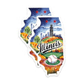 (2 Pack) Illinois State Stickers - Baseball Theme - Chicago Skyline - Fall Landscape - 5" On Longest Side - Sticks to Smooth Flat Surfaces - Made in USA - BMCS6276