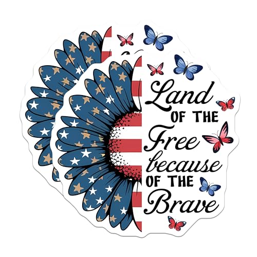 (2 Pack) Land of The Free Magnets Magnets - Independence Day Decor - 5" On Longest Side - Made in USA - Sticks to Refrigerators & Metal Surfaces - MAG8356