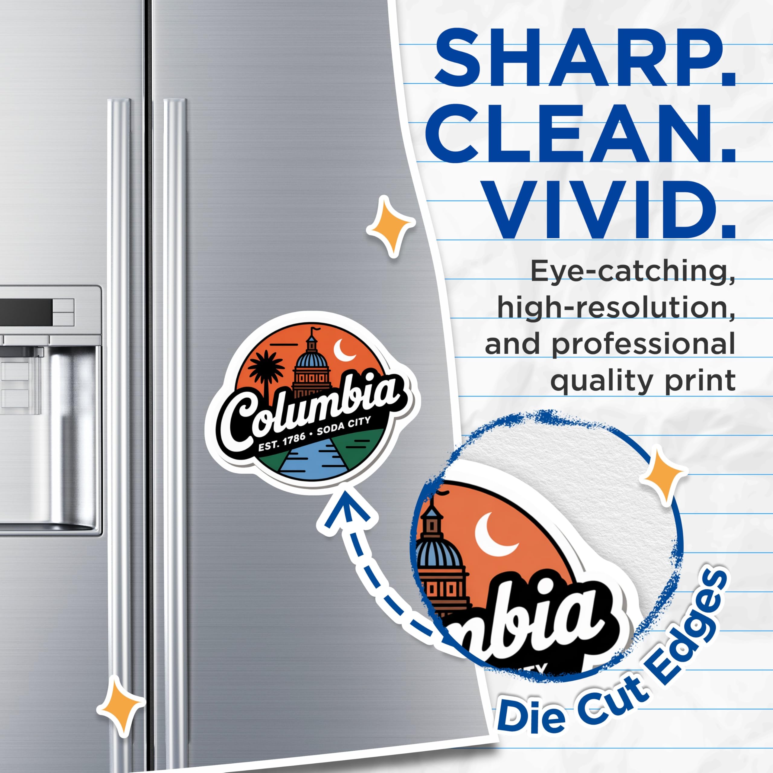 (2 Pack) Columbia SC Magnets - Soda City Souvenir - South Carolina Travel Decor - 5" On Longest Side - Premium Magnet - for Cars, Refrigerators, Toolboxes, Lockers - Made in USA - MAG17239