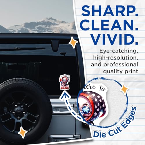 (2 Pack) Patriotic Skull Wizard Stickers - Rocket Launch - Funny Skeleton Decal - 5" On Longest Side - Sticks to Smooth Flat Surfaces - Made in USA - BMCS7924