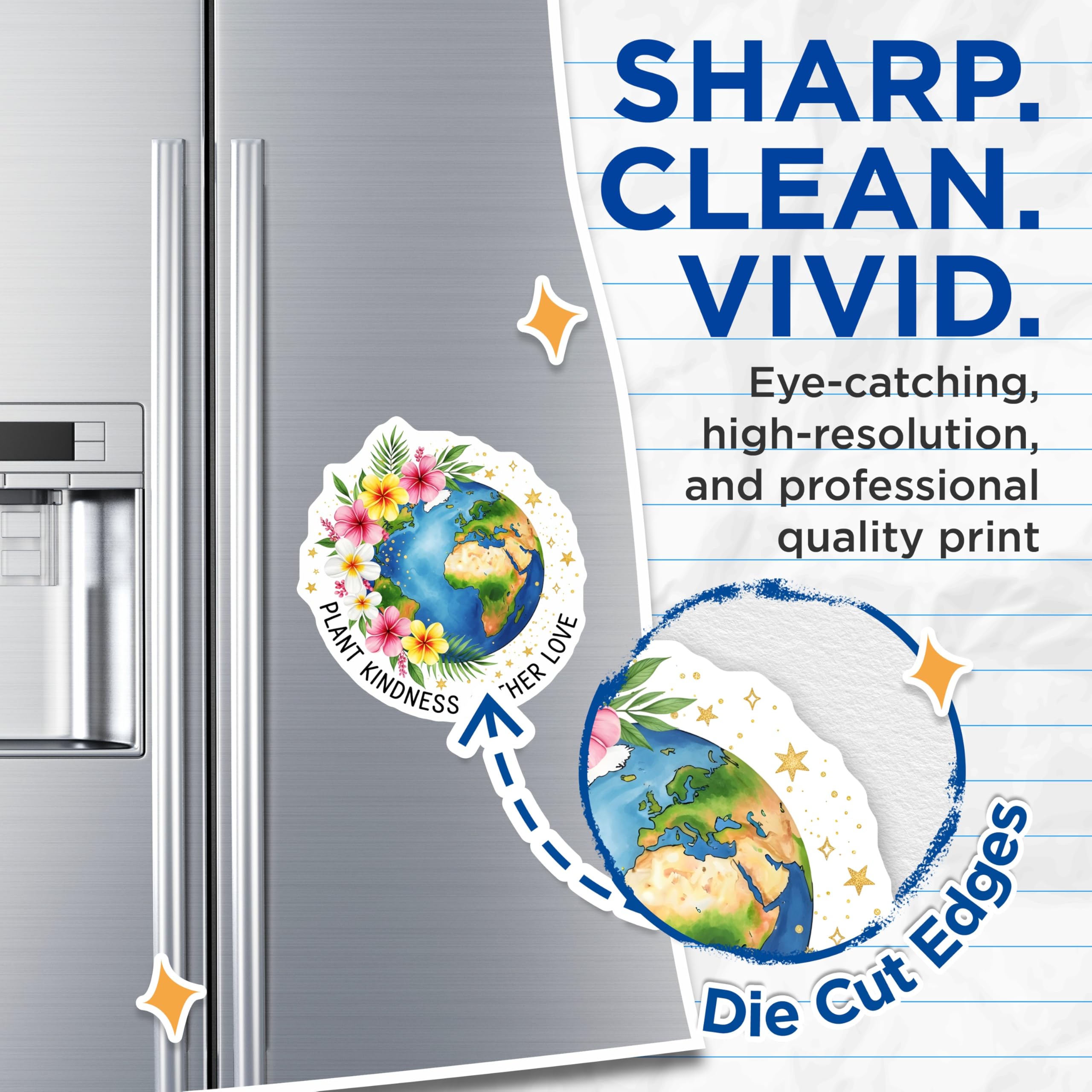 (2 Pack) Earth Day Magnets - Floral Globe - Plant Kindness Fridge Decor - 5" On Longest Side - Premium Magnet - for Cars, Refrigerators, Toolboxes, Lockers - Made in USA - MAG18646