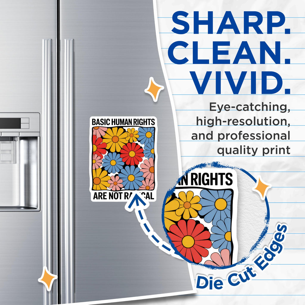 (2 Pack) Basic Human Rights Magnets - Floral Magnets - Activism Expression - 5" On Longest Side - Premium Magnet - for Cars, Refrigerators, Toolboxes, Lockers - Made in USA - MAG16278