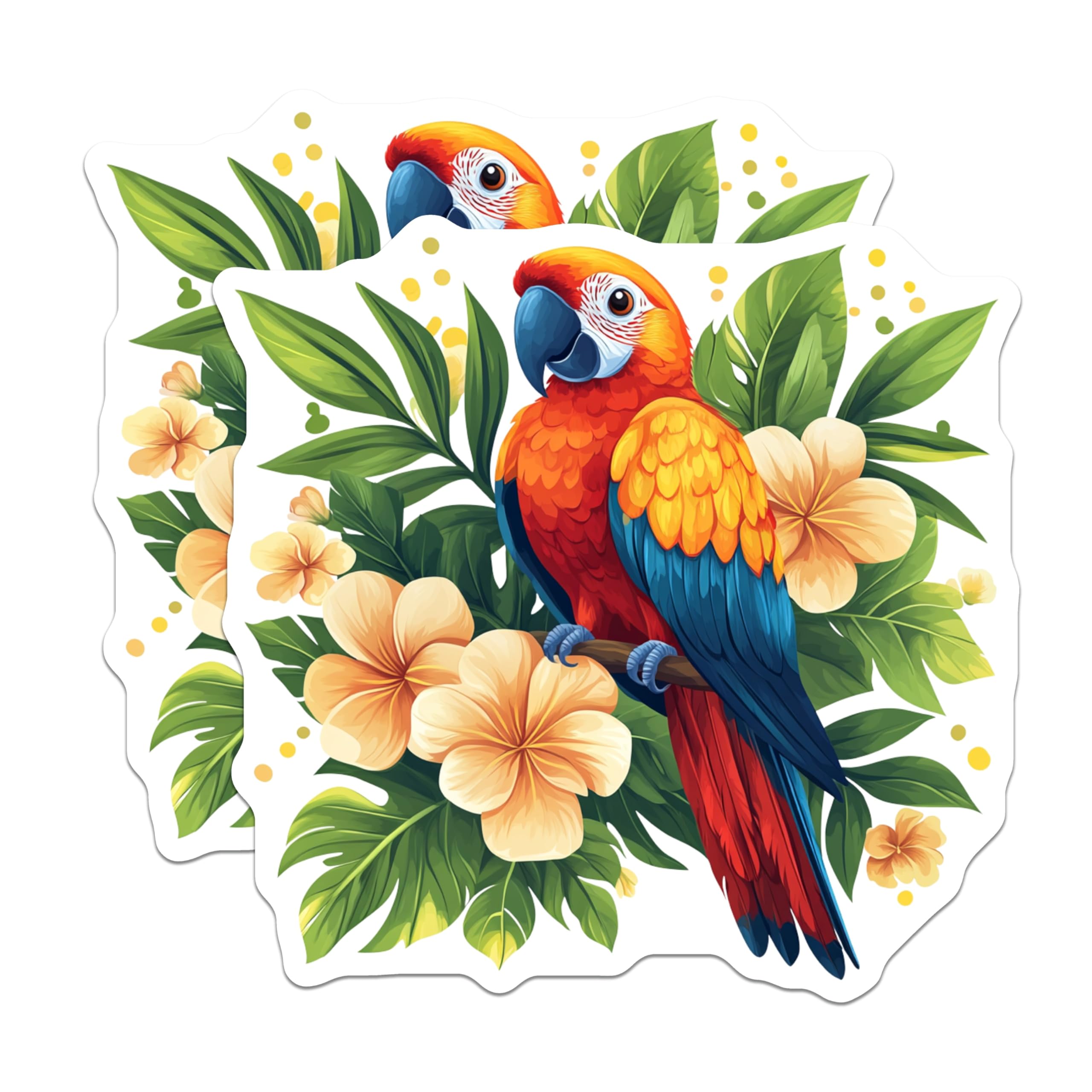 (2 Pack) Macaw Parrot Magnets - Tropical Bird Refrigerator Decor - Exotic Jungle Kitchen Accessory - 5 Inches On Longest Side - Thick Durable Magnet - Made in USA - MAG29903