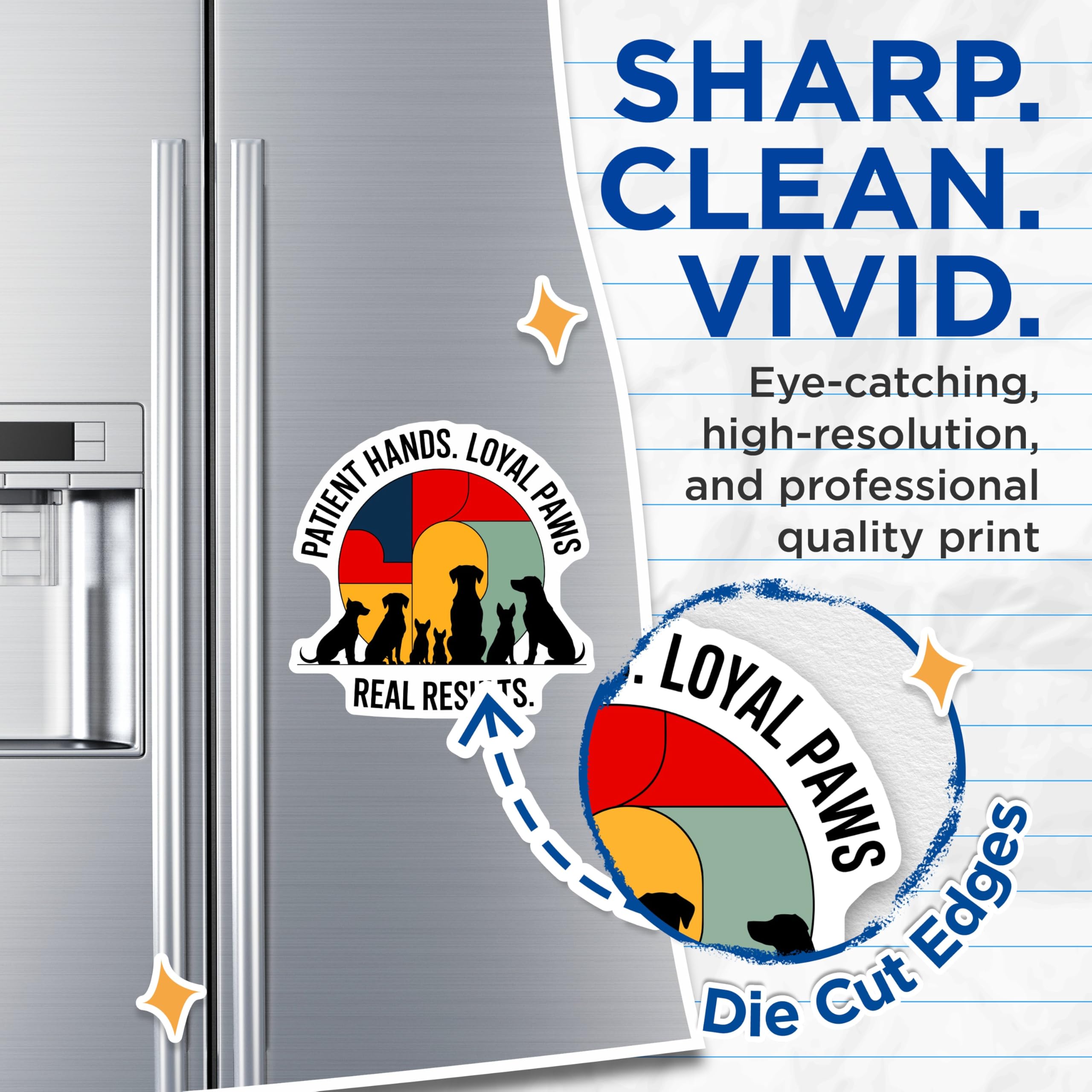 (2 Pack) Dog Trainer Magnets - Patient Hands Loyal Paws - Vet Tech Appreciation - Animal Lover Decor - Real Results Quote - 5 Inches On Longest Side - Thick Durable Magnet - Made in USA - MAG30547