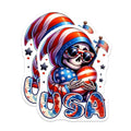 (2 Pack) Patriotic Skull Stickers - USA Flags - 4th of July Decor - 5" On Longest Side - Sticks to Smooth Flat Surfaces - Made in USA - BMCS7919