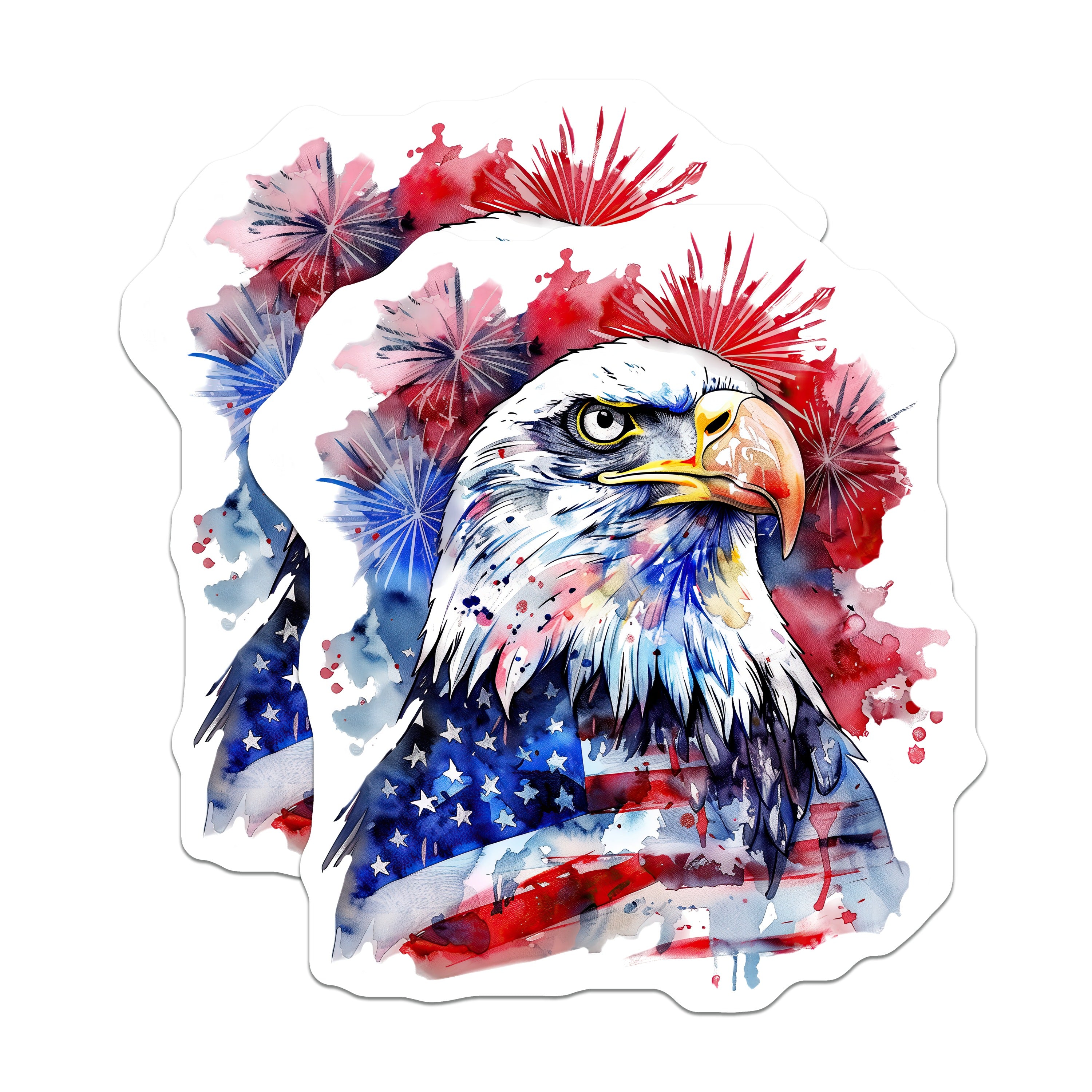 (2 Pack) Patriotic Eagle Magnets - American Flag Art - Fourth of July Decor - Veterans Day - 5 Inches On Longest Side - Thick Durable Magnet - Made in USA - MAG36373