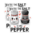 (2 Pack) Cute Salt and Pepper Stickers - Adorable Food Stickers - Fun Couples Stickers - 5" On Longest Side - Sticks to Smooth Flat Surfaces - Made in USA - BMCS5291