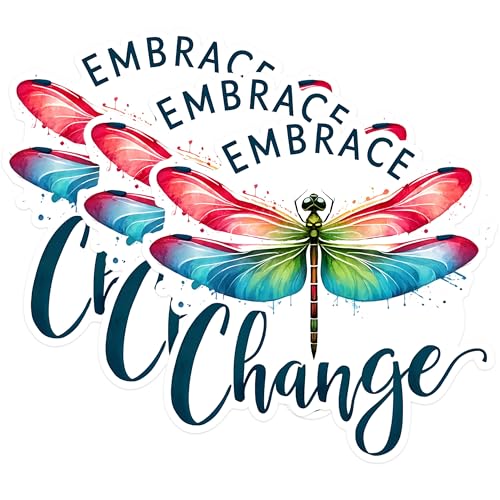 (3 Pack) Dragonfly Decals - Embrace Change - Laptop Decals - 3 Inches On Longest Side - Easy Peel & Apply - Made in USA - 3MCS1516