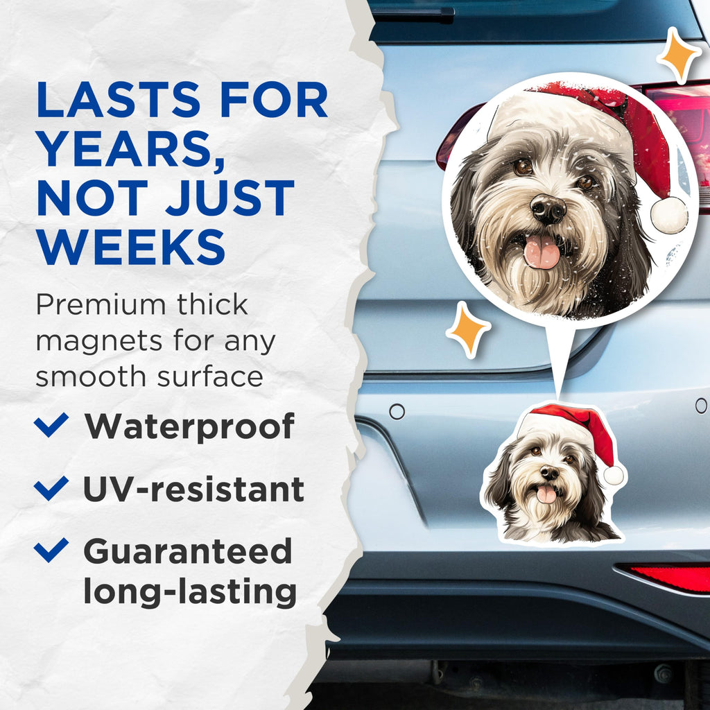 (2 Pack) Havanese Christmas Dog Magnets - Santa Hat Puppy Fridge Decor - Festive Animal Pet Lover Accent - 5 Inches On Longest Side - Thick Durable Magnet - Made in USA - MAG29362