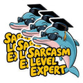 (3 Pack) Sarcasm Level Expert Decals - Dolphin Graduation - Funny Laptop Decals - 3 Inches On Longest Side - Easy Peel & Apply - Made in USA - 3MCS0892