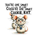 (2 Pack) Smart Cookie Rat Stickers - Funny Animal Quote Stickers - Cute Rat with Glasses Stickers - 5" On Longest Side - Sticks to Any Smooth Flat Surface - Made in USA - BMCS2651
