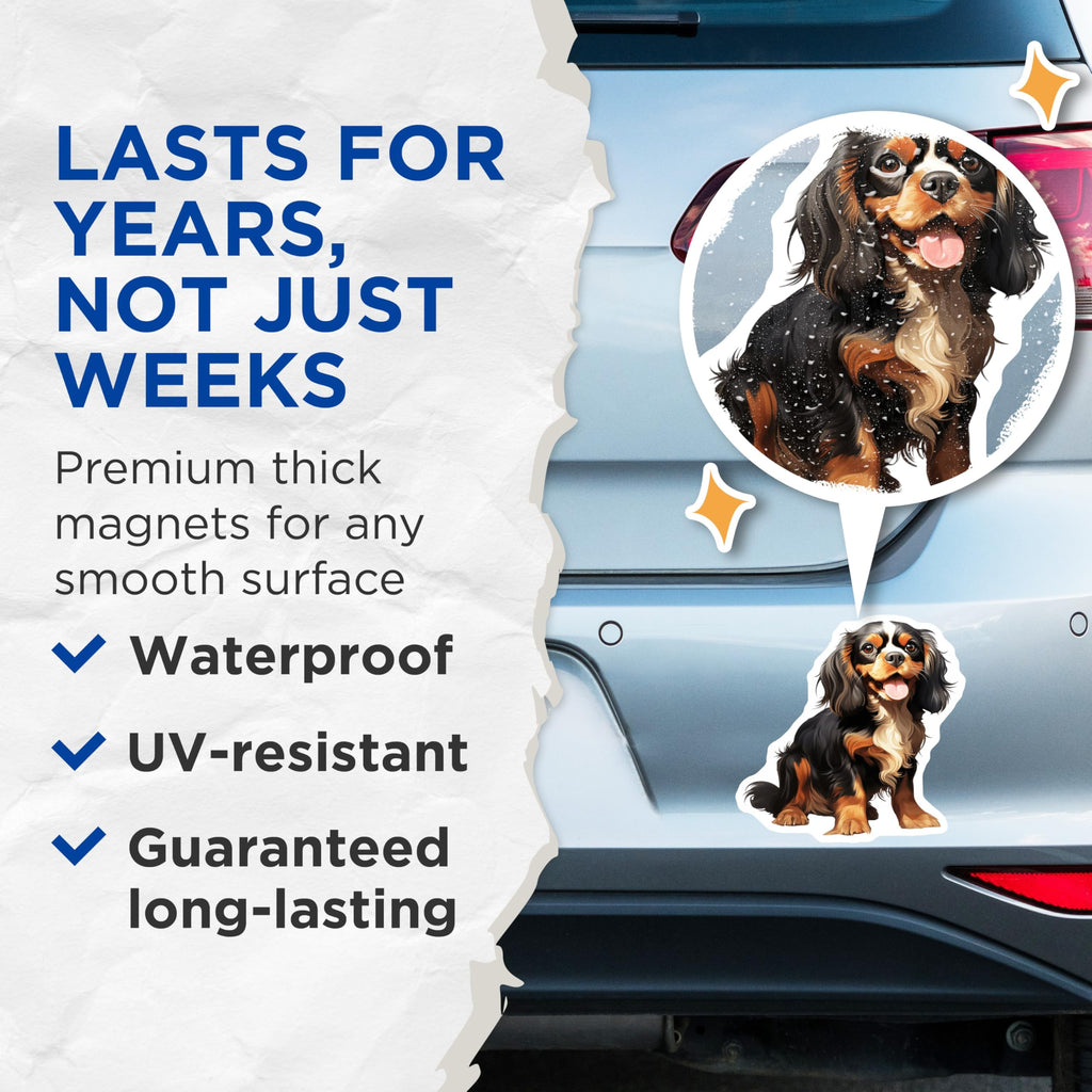 (2 Pack) Cavalier King Charles Spaniel Magnets - Dog Mom Dog Dad Decor - Cute Pet Art Magnets - 5 Inches On Longest Side - Thick Durable Magnet - Made in USA - MAG30678