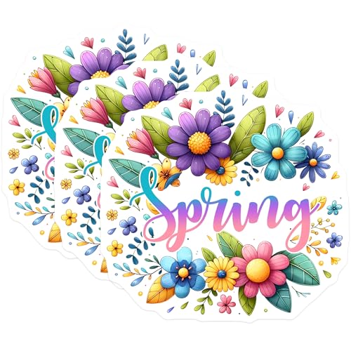 (3 Pack) Spring Floral Decals - Flower Decal - Seasonal Decorations - 3 Inches On Longest Side - Easy Peel & Apply - Made in USA - 3MCS6756