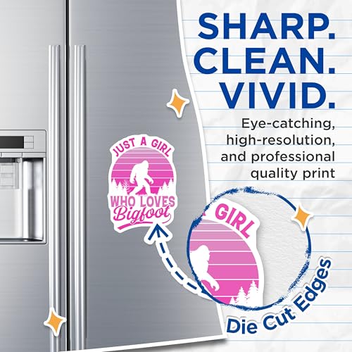 (2 Pack) Bigfoot Lover Magnets - Sasquatch Girl - Pink Sunset Yeti Refrigerator Decor - 5" On Longest Side - Premium Magnet - for Cars, Refrigerators, Toolboxes, Lockers - Made in USA - MAG18586