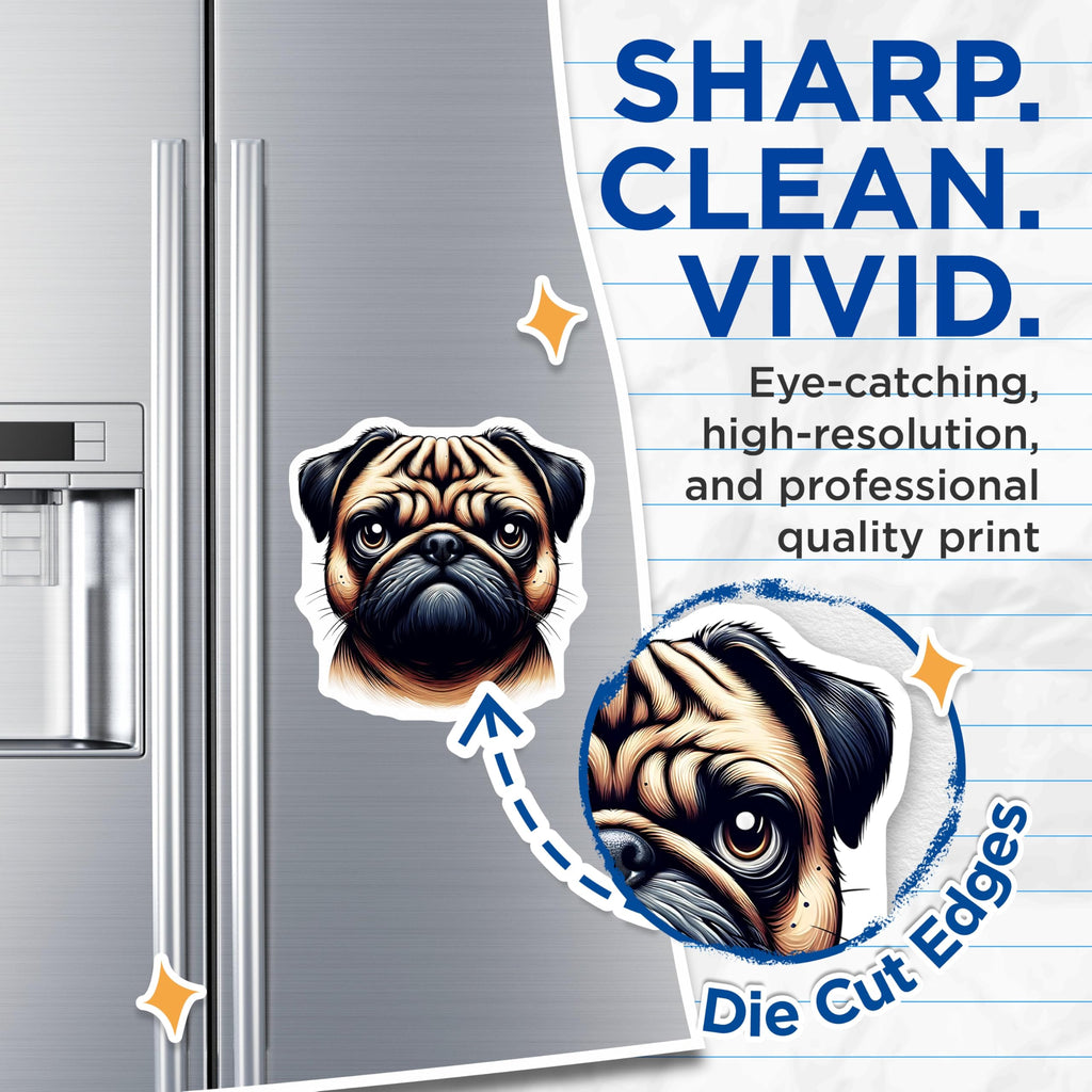 (2 Pack) Pug Magnets - Dog Breed Home Decor - Refrigerator Magnets - Cute Pug Lovers - 5" On Longest Side - Premium Magnet - for Cars, Refrigerators, Toolboxes, Lockers - Made in USA - MAG15796