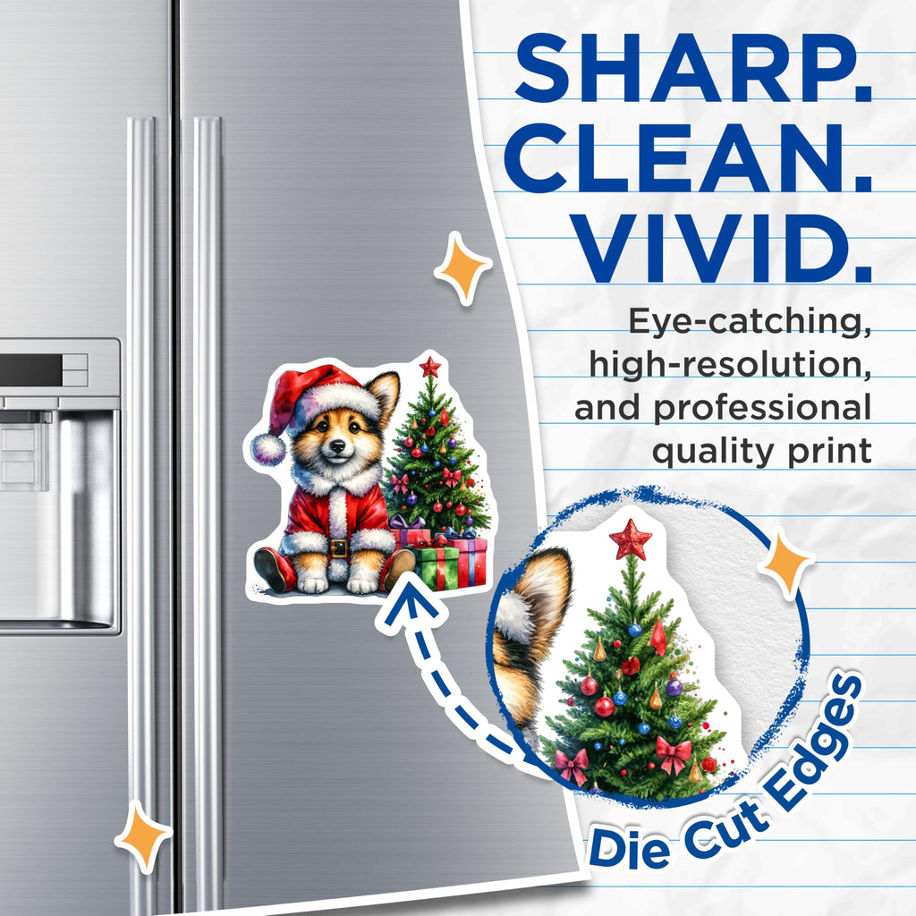 (2 Pack) Corgi Santa Magnets - Christmas Dog Holiday Magnets - Pet Lover Decor for Fridge - 5 Inches On Longest Side - Thick Durable Magnet - Made in USA - MAG26139