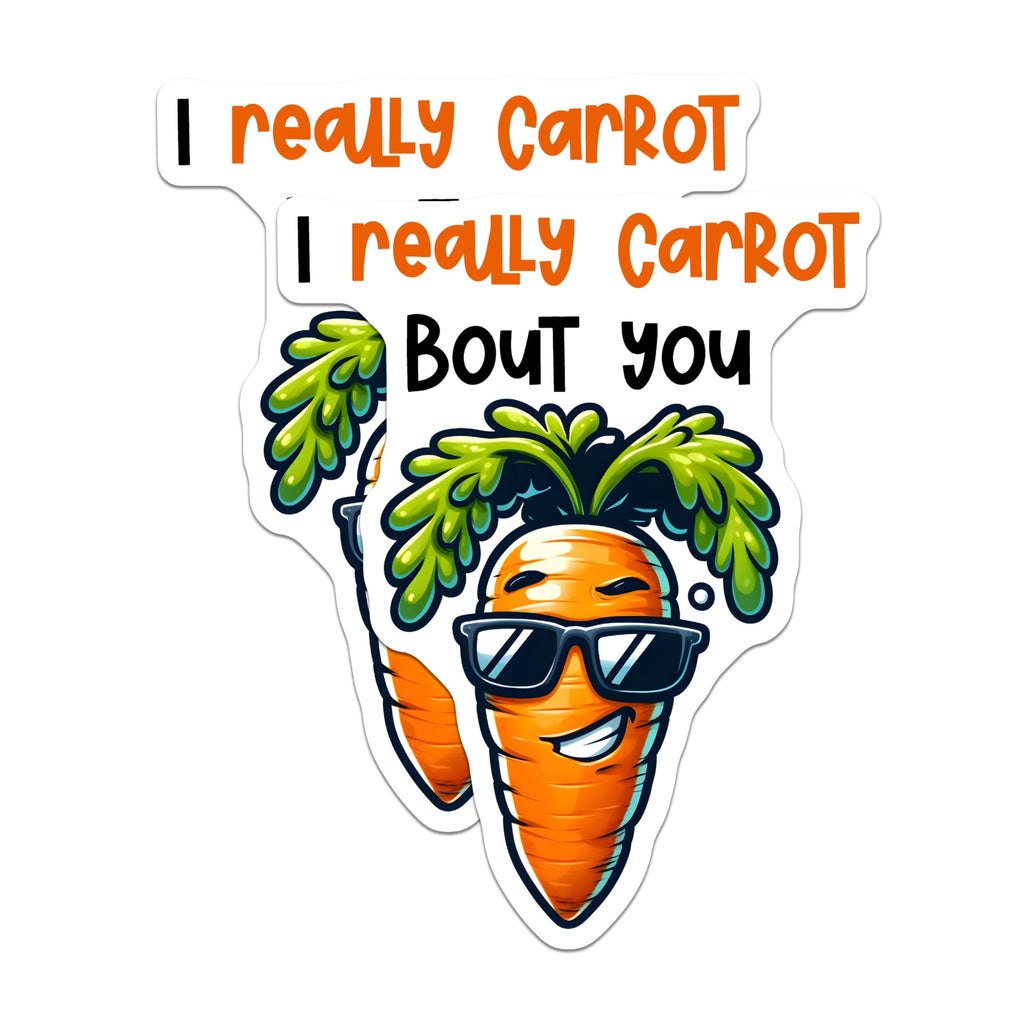 (2 Pack) Carrot Stickers - Funny Vegetable Sticker - Cute Carrot Design - 5" On Longest Side - Sticks to Smooth Flat Surfaces - Made in USA - BMCS8782 - Punny Carrot Sticker