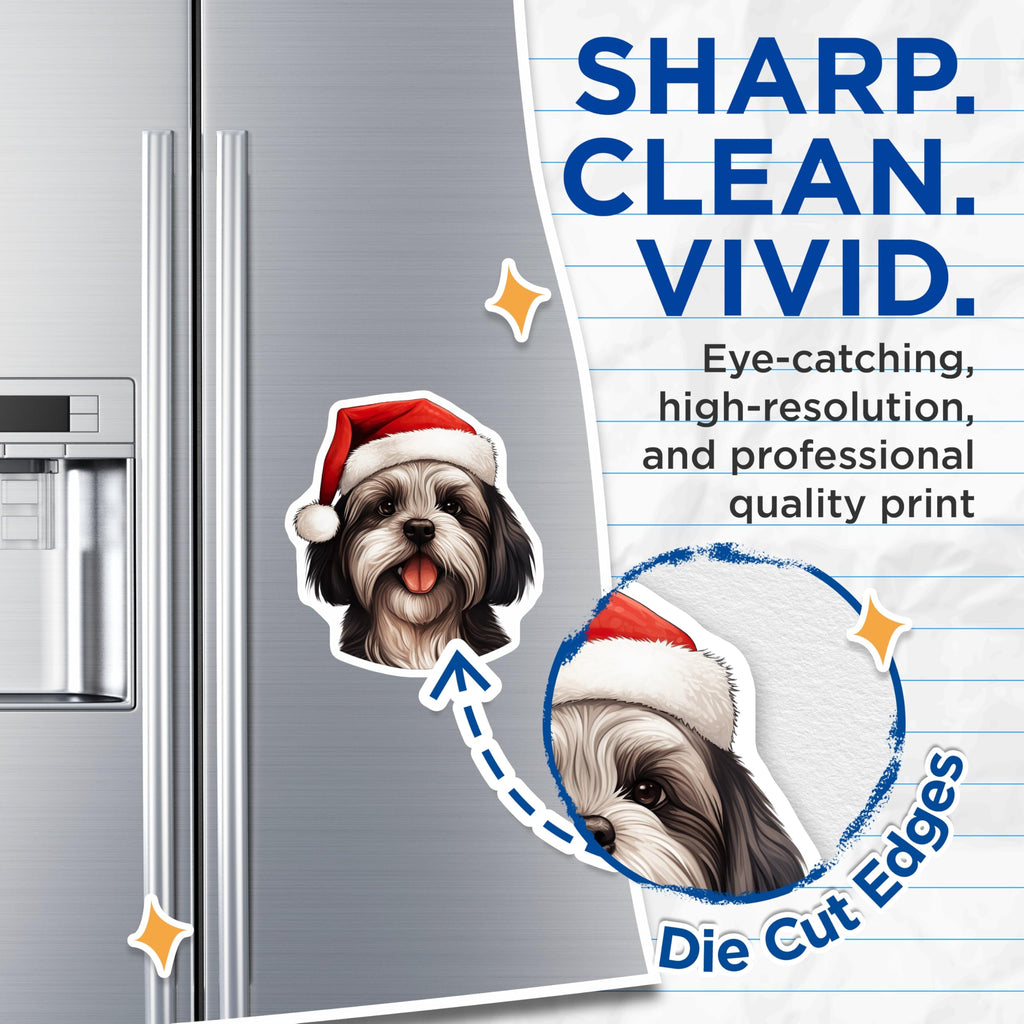 (2 Pack) Shih Tzu Christmas Magnets - Festive Dog Refrigerator Art - Holiday Santa Hat Pet Decoration - 5 Inches On Longest Side - Thick Durable Magnet - Made in USA - MAG24061