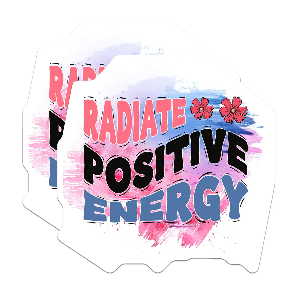 (2 Pack) Radiate Positive Energy Magnets - Motivational Affirmation - Good Vibes Mental Wellness Reminder - 5 Inches On Longest Side - Thick Durable Magnet - Made in USA - MAG36004