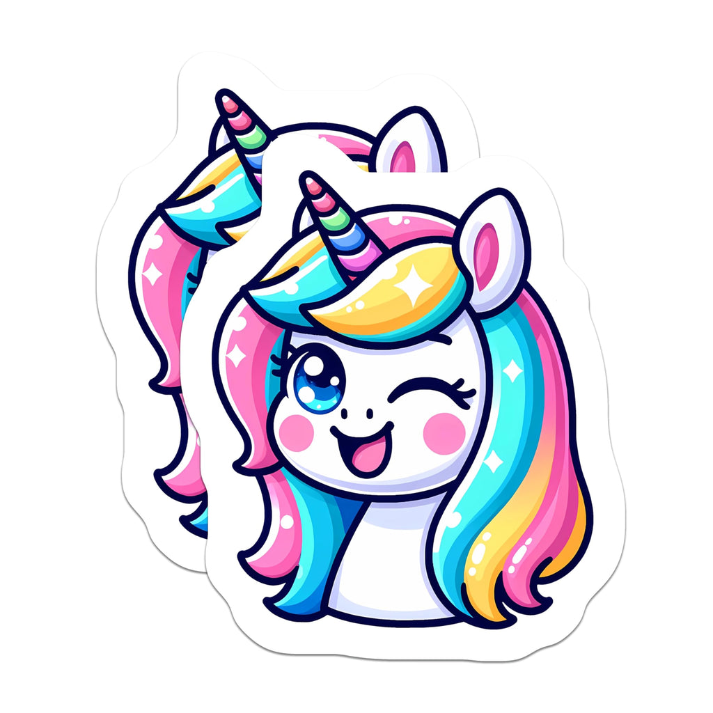 (2 Pack) Kawaii Unicorn Magnets - Rainbow Fantasy Decor - Cute Magical Creature Locker Accessories - 5 Inches On Longest Side - Thick Durable Magnet - Made in USA - MAG22005