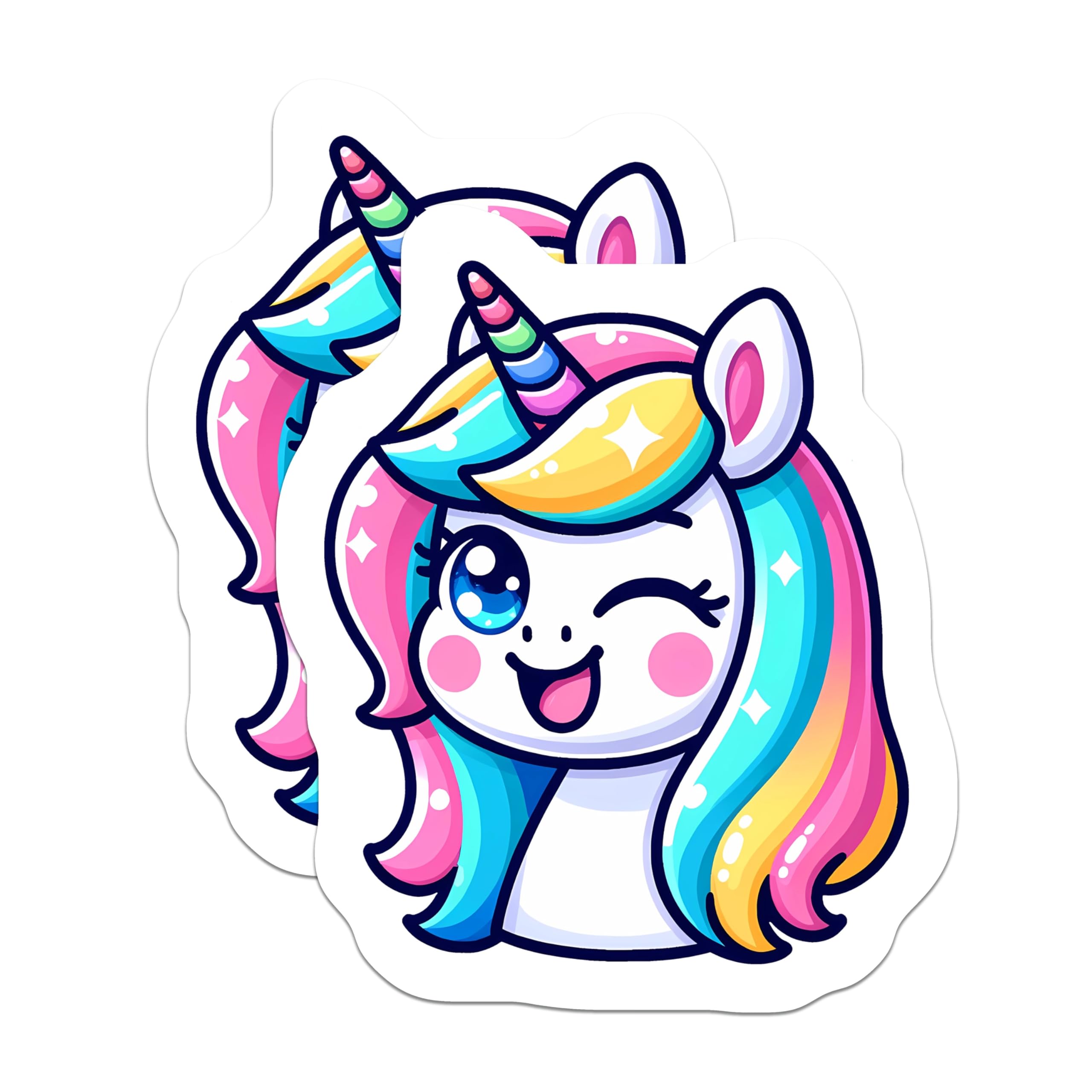(2 Pack) Kawaii Unicorn Magnets - Rainbow Fantasy Decor - Cute Magical Creature Locker Accessories - 5 Inches On Longest Side - Thick Durable Magnet - Made in USA - MAG22005