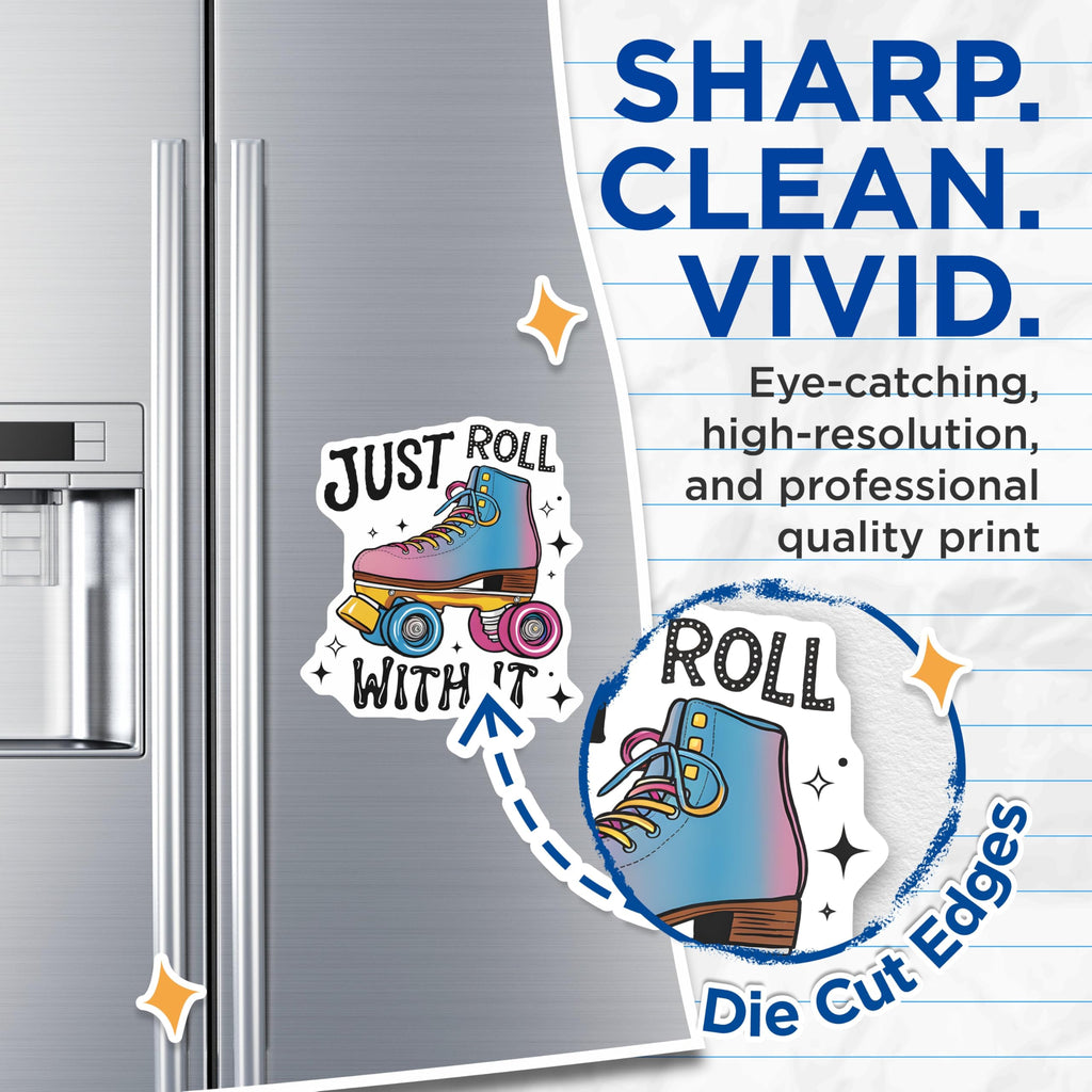 (2 Pack) Roller Skate Magnets - Just Roll with It - Retro Roller Derby Accessories - 5" On Longest Side - Premium Magnet - for Cars, Refrigerators, Toolboxes, Lockers - Made in USA - MAG17847