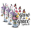 (3 Pack) Grow in Grace Decals - Butterfly Flowers Bouquet - Christian Verse Decal- 3 Inches On Longest Side - Easy Peel & Apply - Made in USA - 3MCS5490