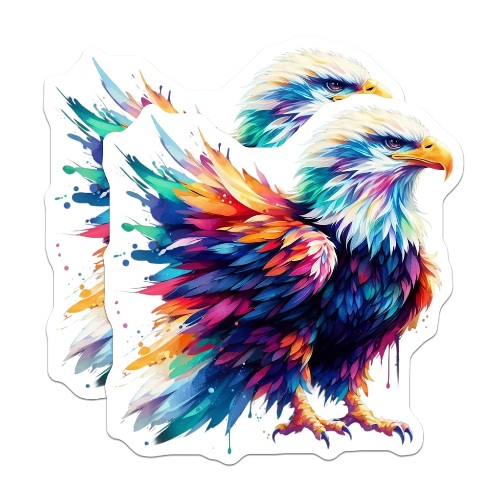 (2 Pack) Colorful Eagle Magnets - Vibrant Wildlife Art - Artistic Bird Decor - 5 Inches On Longest Side - Thick Durable Magnet - Made in USA - MAG21999