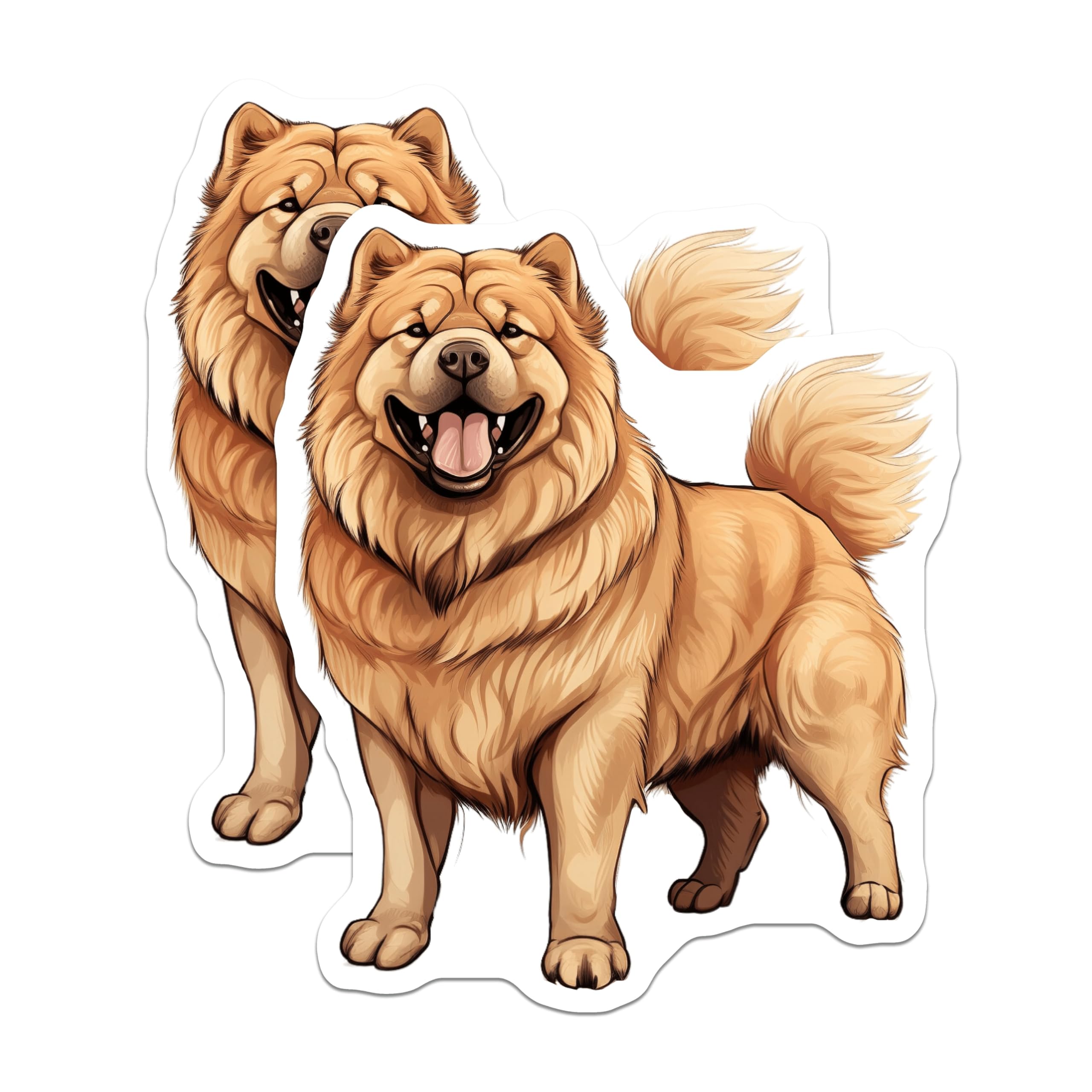 (2 Pack) Chow Chow Magnets - Adorable Dog Breed Artwork - Canine Fridge Decorations - 5 Inches On Longest Side - Thick Durable Magnet - Made in USA - MAG24733