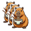 (3 Pack) Capybara Ramen Decals - Cute Rodent - Noodle Lover - 3 Inches On Longest Side - Easy Peel & Apply - Made in USA - 3MCS8664