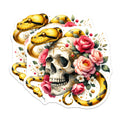 (2 Pack) Skull Snake Rose Magnets - Golden Serpent Floral Artistry - Macabre Gothic Botanical Decor Accents for Home - 5 Inches On Longest Side - Thick Durable Magnet - Made in USA - MAG21078