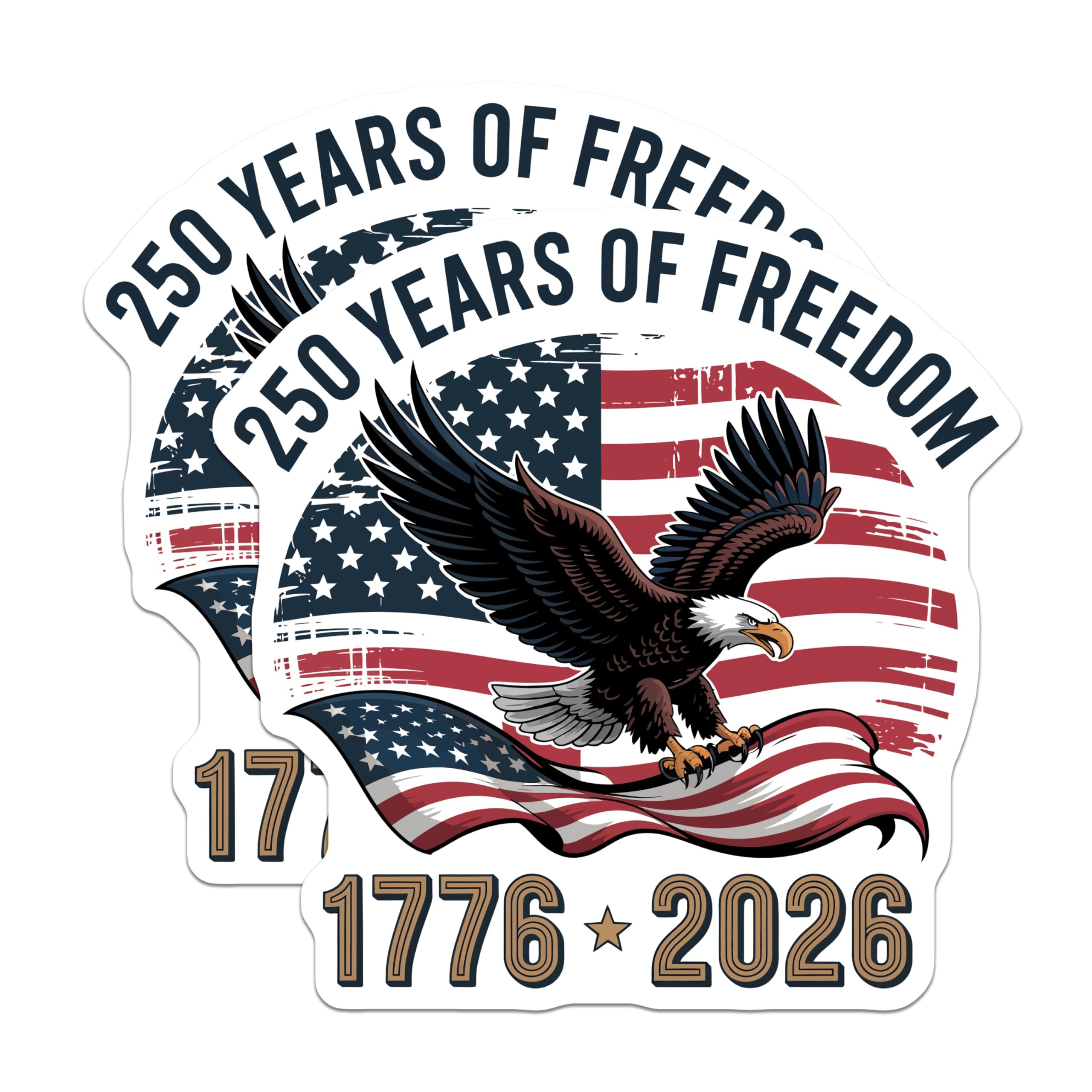 (2 Pack) 250 Years Freedom Magnets - American Eagle Flag - Patriotic USA Bicentennial Decor - 5 Inches On Longest Side - Thick Durable Magnet - Made in USA - MAG20761