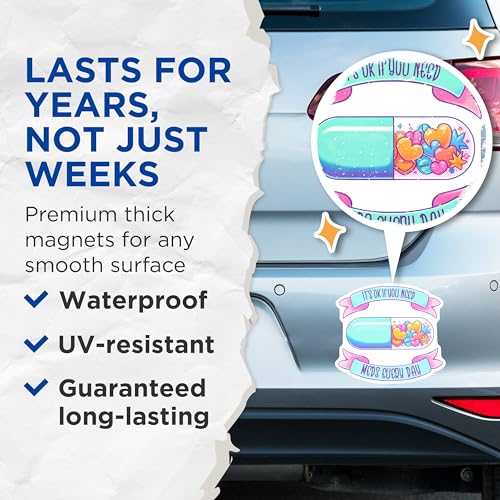 (2 Pack) It's OK If You Need Meds Every Day Magnets - Inspirational Reminder - Mental Health Awareness - 5" On Longest Side - for Cars, Fridges, Toolboxes - Made in USA - MAG7508