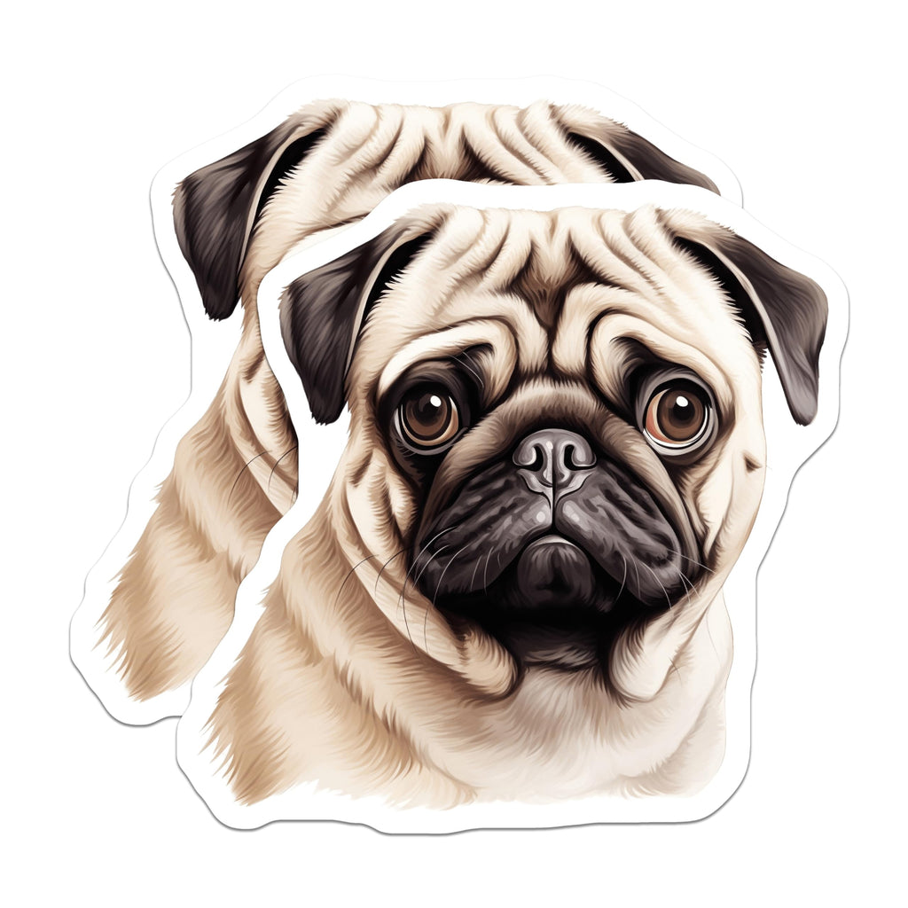 (2 Pack) Pug Dog Magnets - Cute Pet Lover Accessory - Refrigerator Decor Animal Art - 5 Inches On Longest Side - Thick Durable Magnet - Made in USA - MAG29733